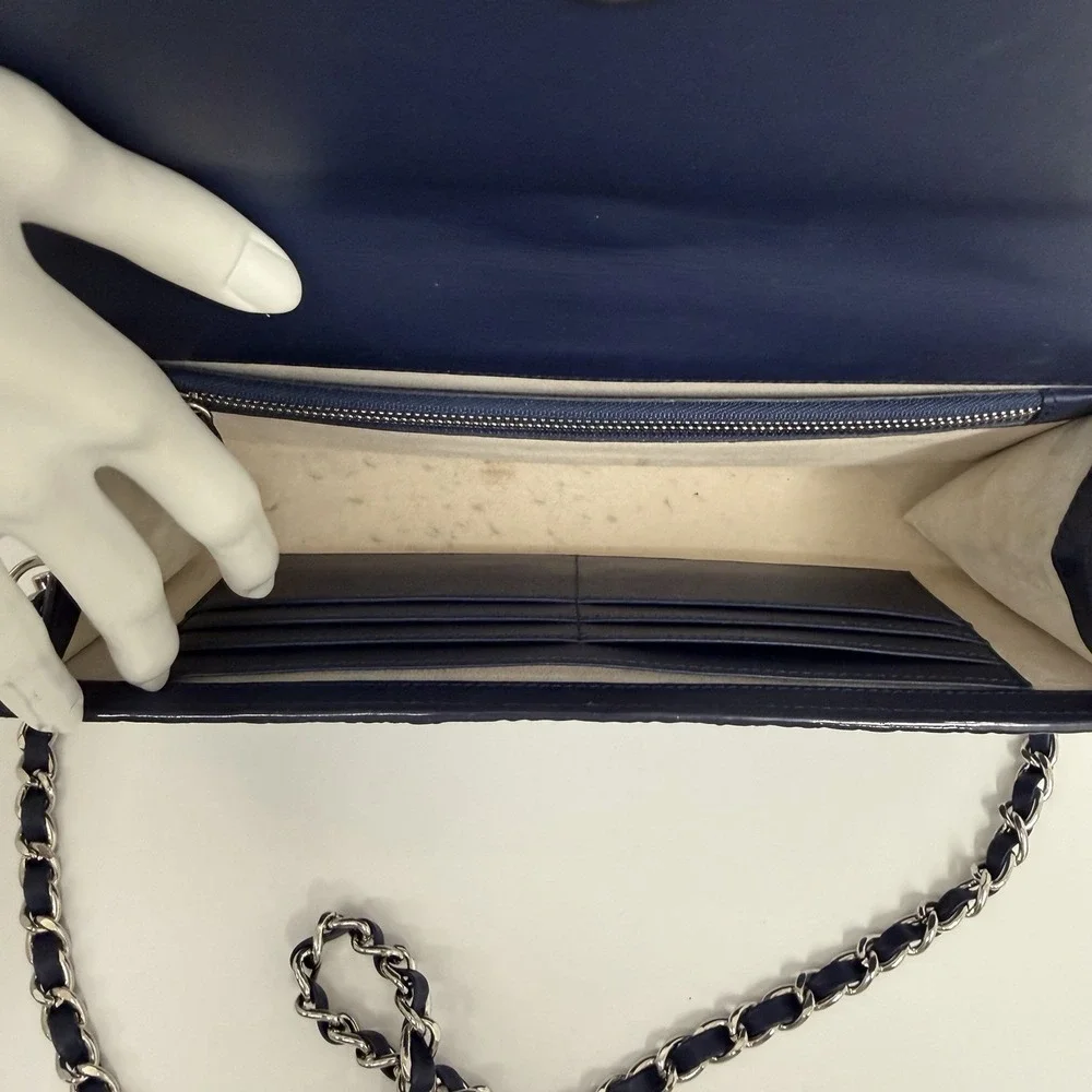 Genuine Alligator Shoulder Bag or Clutch Metallic Blue Tone RARE Color